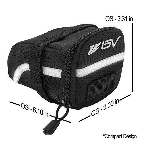 BV Bicycle StrapOn Saddle Bag, Inside Mesh Pocket Bike Seat Bag