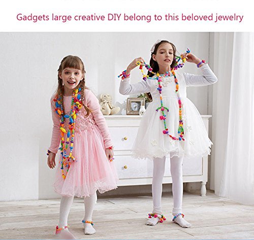 Edycur Pop Beads DIY Jewelry Making Kit, Art Crafts Toys for 3, 4, 5, 6, 7,8 Year Old Kids Girls,Hair Clasp,Necklace, Bracelet and Ring,Best Toys Gift for Kids