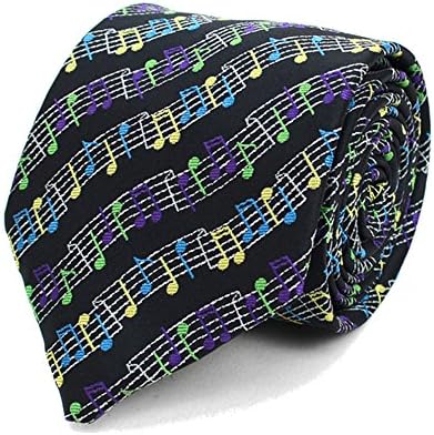 Men's Colorful Musical Music Notes Necktie Tie Neckwear (Navy Blue)