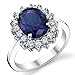 Solid Sterling Silver Kate Middleton's Engagement Ring with Simulated Sapphire Blue Color Cubic Zirconia