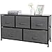 SUPER DEAL Wide Dresser for Bedroom, 5 Drawer Fabric Storage Organizer Chest Heavy Duty Steel Frame Wood Top for Kids Toys Livingroom Closet Nursery Hallway, Dark Grey