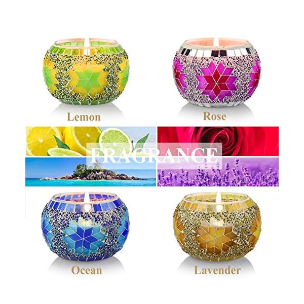 Scented Candles Gift Set, Handmade Mosaic Design Natural Soy Wax 4.4 Oz