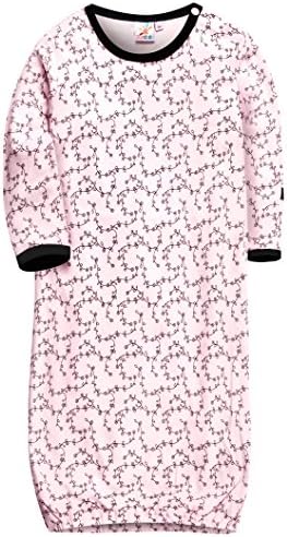 MarquebabyBaby Sleep Gown - Organic Cotton Lightweight 0-18 Months Sleeper for Easier Diaper Changing with Mitten Cuffs