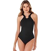 Miraclesuit Women's Swimwear Rock Solid Aphrodite Tummy Control Halter Top One Piece Swimsuit