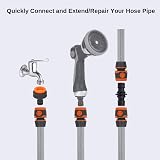 HONGCI Garden Hose Connector 2 in 1 3/4 and 1/2 Tap Adaptor Set ABS view 2