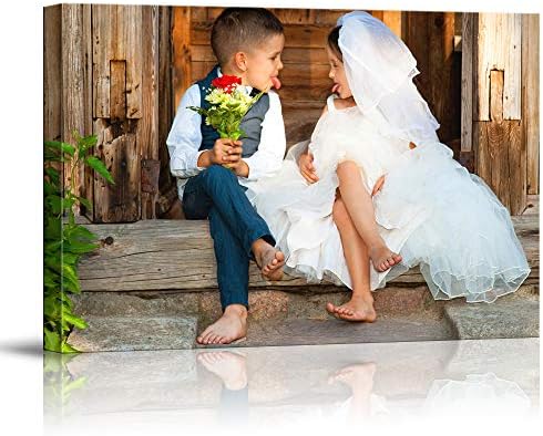 signwin Personalized Canvas Prints Cute Boy Flower Pictures Customize Poster Wall Art with Your Own Pictures Wood Frame Digitally Printed-8x10inches