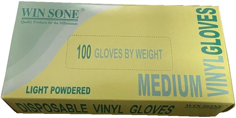 Safe Guard Latex Light Powdered Medium Disposable Vinyl Gloves (Non Medical), 100 Pieces
