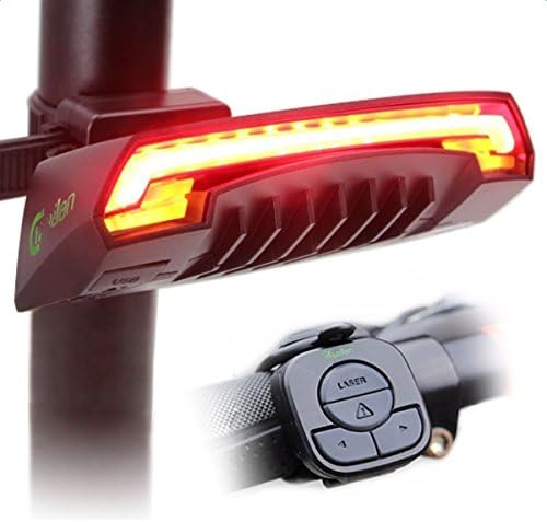 Bicycle Tail Light,USB Rechargeable with Wireless Remote Turn signals Laser Beams