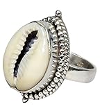 Cowrie Ring 925 Sterling Silver Beach Shell Ring