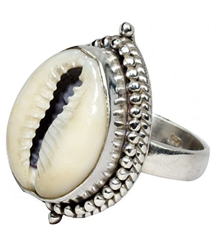 Cowrie Ring 925 Sterling Silver Beach Shell Ring