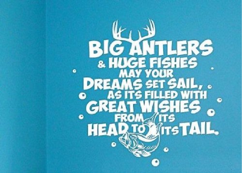 BIG ANTLERS AND HUGE FISHES ~ WALL DECAL 20" X 21"