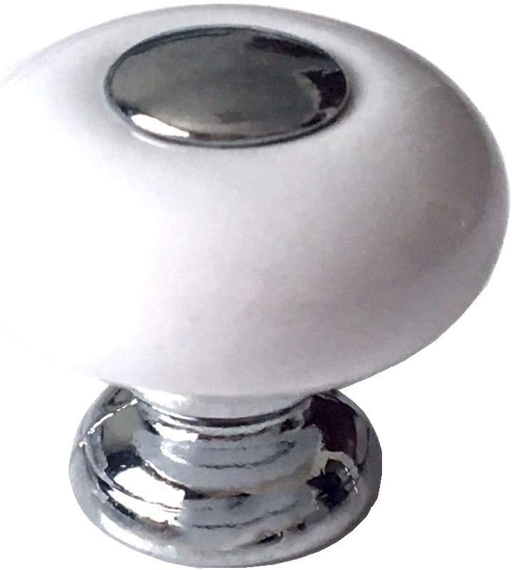 Drawer Knob Ceramic Pull Handle Silver White Handle