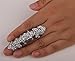 Angel Jewelry Women's Crystal Double Full Finger Armor Knuckle Ring Adjustable