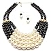 Thkmeet Women Fashion Jewelry Set Pearl Bead Cluster Collar Bib Choker Necklace and Earrings Suit ¡­