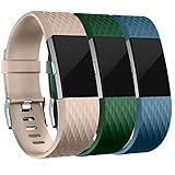 Wepro Bands Replacement for Fitbit Charge 2, 3-Pack, Large, Small