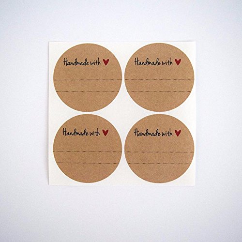 Handmade with Love Labels with Red Heart Design by Once Upon Supplies, Canning Mason Jar Labels Stickers, 2