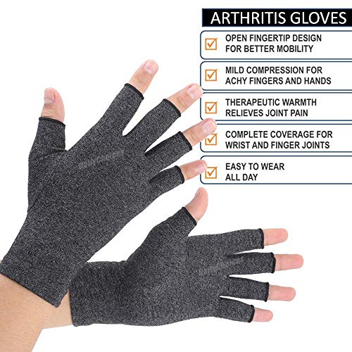 Arthritis Gloves Compression Joint Finger Pain Relief Hand Wrist Support Brace (M)