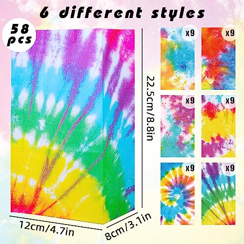 TOXOY 58PCS Tie Dye Gift Bags, Tie Dye Party Favor Bags Camouflage Treat Bags Colorful Goody Bags for Tie Dye Party Kids Birthday Party