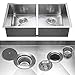 Voilamart 30 Inch 50/50 Double Bowl Kitchen Sink Stainless Steel Undermount Topmount Drop-In Handmade Laundry Sink