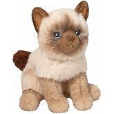 Douglas Fu Siamese Cat Plush Stuffed Animal, 9 Inch Soft Blue Eyed Cat Toy | Crystal Blue Eyes, Brown Face Mask, Cream Plush, Brown and Tan Accents, Bean-Weighted Bottom and Paws, Surface Washable