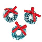 Factory Direct Craft 1 inch Miniature Frosted Sisal Christmas Wreaths with Red Bows 18 Total Mini Wreaths