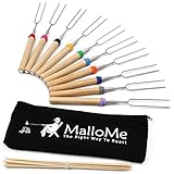MalloMe Marshmallow Roasting Sticks Set Of 10 Telescoping Rotating Smores Skewers & Hot Dog Fork 32 Inch Kids Camping Campfire Fire Pit Accessories | Free Pouch, 10 Bamboo & Marshmallow Sticks Ebook