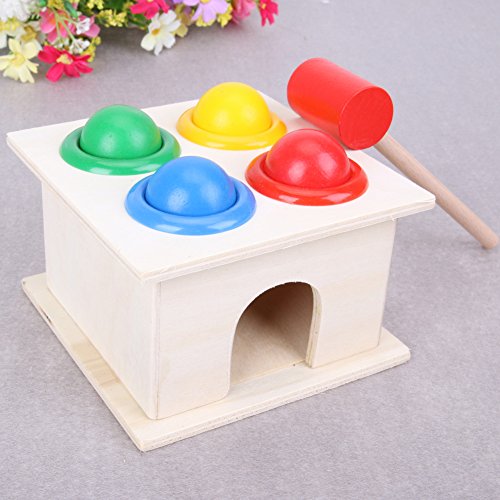 image for Awakingdemi Wooden Knock Ball Hammer, Multicolor Small Hit Ball Toys W