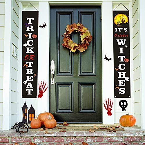 Motiloo Halloween Door Decorations Halloween Porch Banner Halloween Hanging Signs Halloween Spooky Decorations for Home Front Doors Walls Porch Party