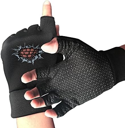 Huayaa Unisex Fingerless Gloves Broken Walls Sports Semi Half Finger Mittens For Cycling Climbing Fitness Computer Typing Daily Work