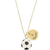 DistinctlyIvy Custom Soccer Necklace - Player Number Name Team Gift - Personalized Stainless Silver Gold - DGR-12mm