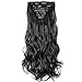 Clip in Full Head Hair Extensions 8 pieces/set Synthetic Fibre Natural Long Thick Hair Pieces Hairpiece Standard Weft Hair Extension for Women Lady Girls - 24 inch Curly dark black