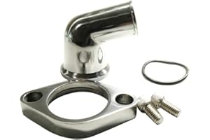 JEM&JULES 15° Swivel Polished Water Neck Thermostat Housing for Chevrolet SBC BBC Small Block Big Block for Chevy 283 302 305 327 350 383 396 427 454 502 Silver