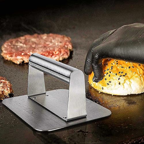 HULISEN Burger Press Kit, Stainless Steel Burger Smasher and Spice