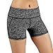 ODODOS Power Flex Yoga Shorts Women Tummy Control Workout Running Shorts Pants Yoga Shorts Hidden Pocket, CharcoalHeather, Medium
