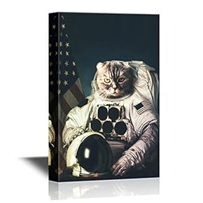 Canvas Wall Art - Beautiful Cat Astronaut - Gallery Wrap Modern Home Art | Ready to Hang - 12x18 inches