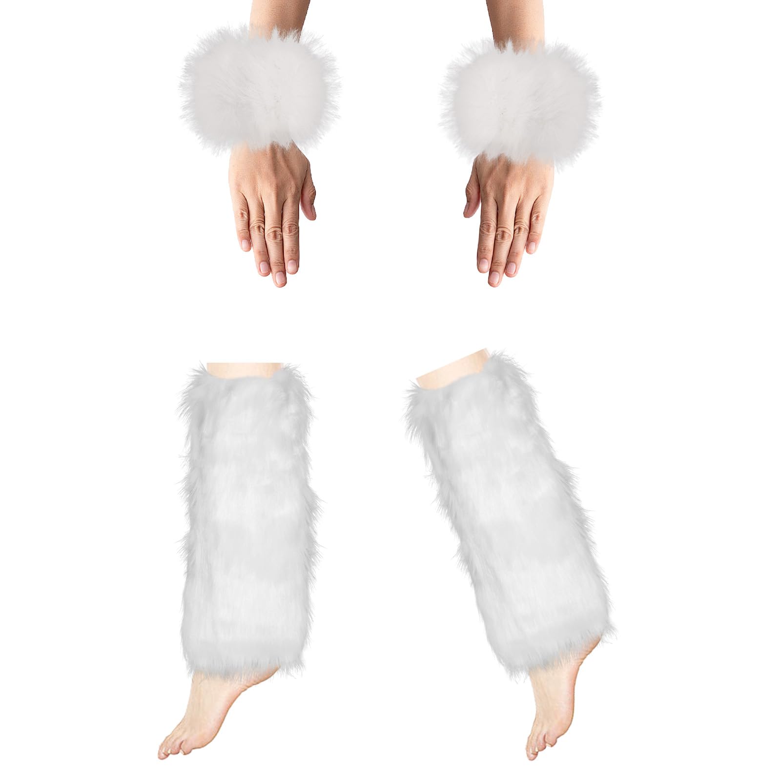Photo 1 of ***MISSING PIECES*** Gvhntk 2 Pairs Womens Faux Fur Cuffs Leg Warmer Fluffy Faux Fur Wrist Cuffs Winter Boot Covers