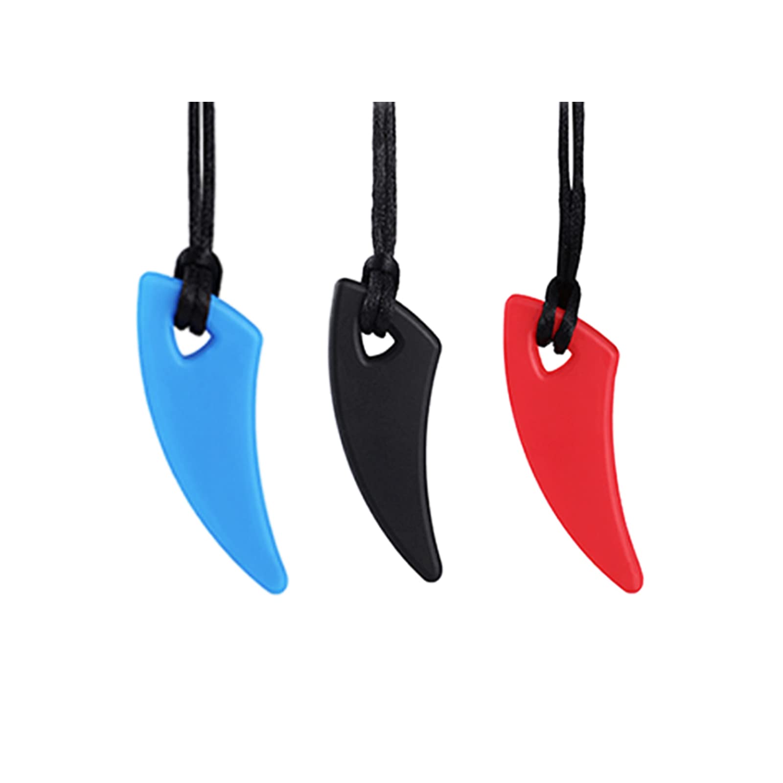 Silicone Chewing Teether Necklace, Chewelry Pendant for Adult & Small Baby to Wear, Soft Sensory Nursing Tools for Autism, ADHD, and Teething Kids （3 Pack, Spike Shape）