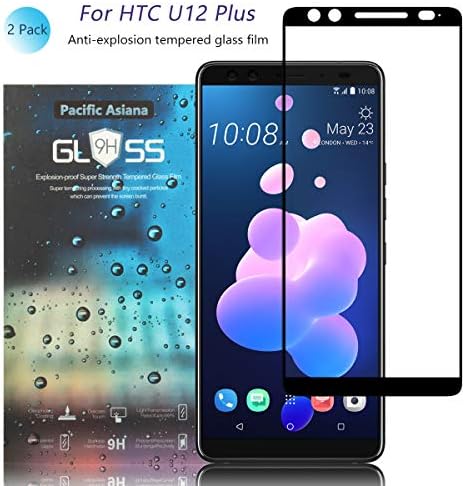 Pacific Asiana Screen Protector Compatible HTC U12+, Ultra Thin HD Clear [9H Hardness][Anti-Scratch][Bubble-Free][Case Friendly][Anti-Drop] Tempered Glass Replacement (2-Pack)