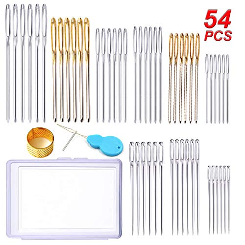 Y-Axis 54 Pcs Assorted Large Eye Stitching Needles Hand Sewing Needles Including Sharp & Blunt Needles with Storage Box - Thumbnail 5