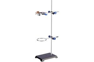 Labasics Lab Stand and Clamp Set，Laboratory Stand Support with Rod (Length 56.9 cm), 4-Prong Burette Clamp, Retort Ring and 2