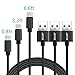 JASTEK Micro USB Cable 3Pack (0.8ft, 3.3ft, 6ft) Durable Nylon Braided High Speed 2A Current Charging Cables for Android, Samsung, Sony, Huawei, HTC, Nokia, LG, Nexus and Other Smartphones - Black