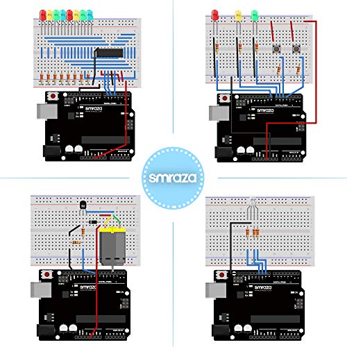 Smraza Complete Starter Kit for Arduino R3 Project with Tutorial, 9V 1A Power Supply Compatible with Arduino R3 Mega2560 Nano (40 Projects) - Thumbnail 5