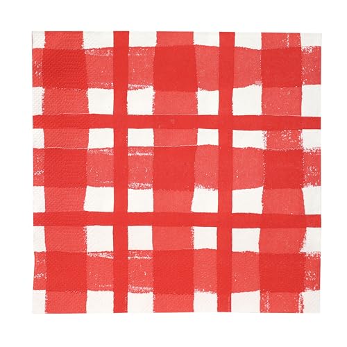 Talking Tables 20 x Red Gingham Disposable Napkins, Recycled Checkered Paper Serviettes for Picnics & Al Fresco Summer Dining Eco-Friendly for Birthday Easter, Weddings, BBQ, Decoupage 3ply 33cm