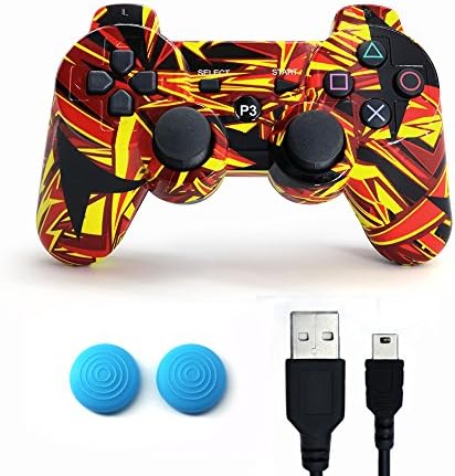 HECK DOG Wireless Bluetooth Six Axis Dualshock Game Controller for PlayStation 3-Flame¡­