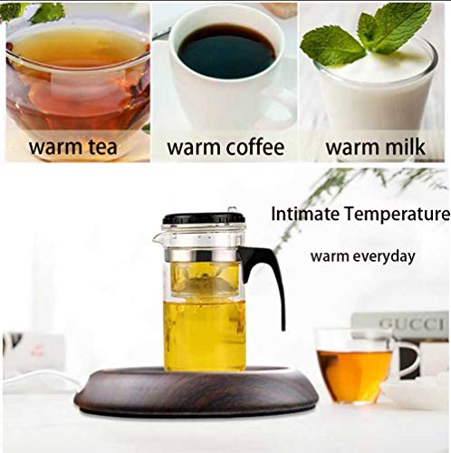UNIKbrush USB Coffee Mug Warmer Coaster Electric Heat Mug Milk Tea Beverage Heating Plate wood for Office Home christmas gift (BLACK)