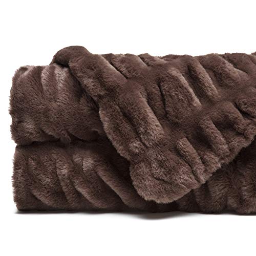 Chanasya Ruched Luxurious Soft Faux Fur Throw Blanket Fuzzy Plush and
