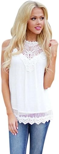 Download Toamen Gilet Sans Manches Femmes Chemise Décontractée En vrac Dentelle Tops Mode Nouveau Été (XXXL, Blanc) PDF