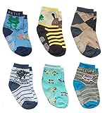 Deluxe Anti Non Skid Slip Slippery Crew Socks With Grips For Baby Toddler Kids Boys (2-4 Years, 6 pair/assorted)