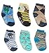 Deluxe Anti Non Skid Slip Slippery Crew Socks With Grips For Baby Toddler Kids Boys (1-3 Years, 6 pair/assorted)