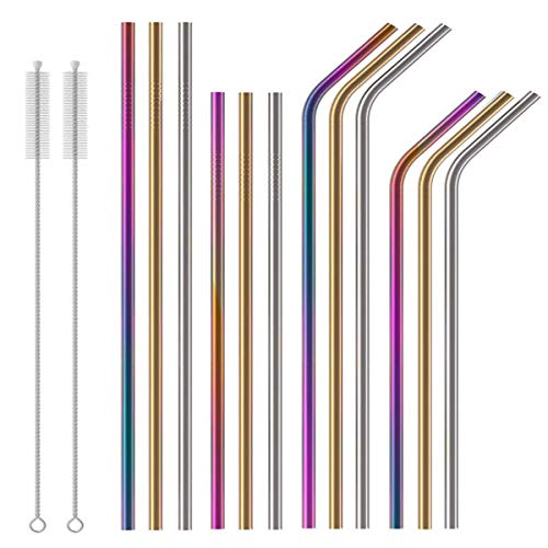 12pcs Stainless Steel Drinking Straws, Footek 6mm Metal Bent and Straight Straws with 2 Cleaning Brushes, Straws for 20oz 30oz RTIC Tumbler Yeti or Ozark Trail Ramblers Cups 12pcs Stainless Steel Drinking Straws, Footek 6mm Metal Bent and Straight Straws with 2 Cleaning Brushes, Straws for 20oz 30oz RTIC Tumbler Yeti or Ozark Trail Ramblers Cups